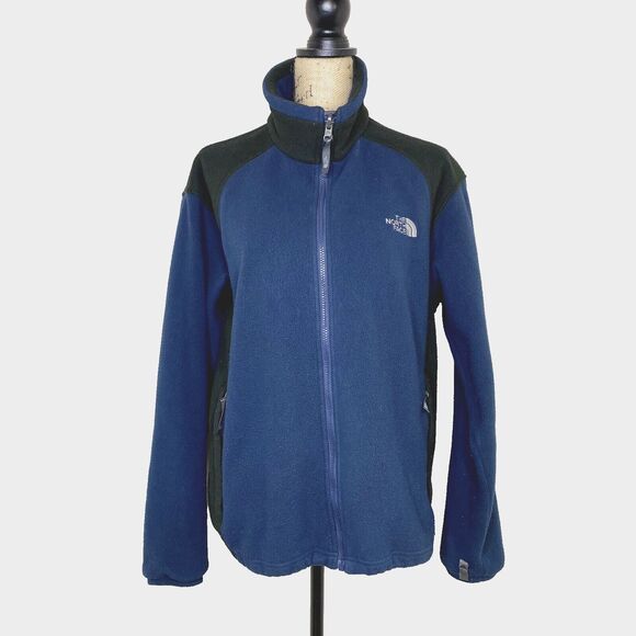 The North Face Fleece Jacket Size M Blue Black Fall Spring Zip Up Outdoor Hiking - Picture 1 of 14